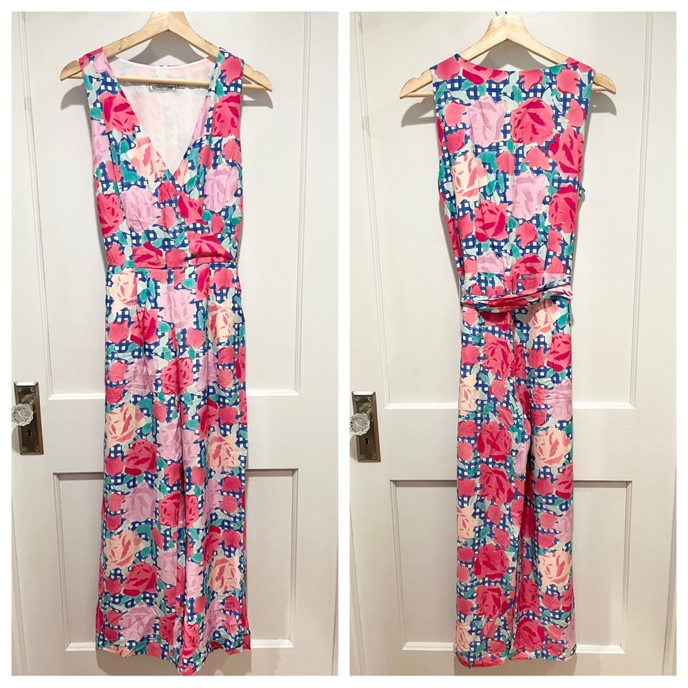 Vineyard Vines Run For The Roses Floral Jumpsuit 4 Kentucky Derby Silk Blend